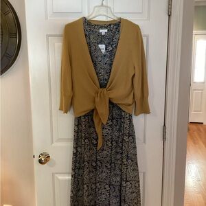 JJill Pure Jill cotton dress and cotton blend tie front cardigan